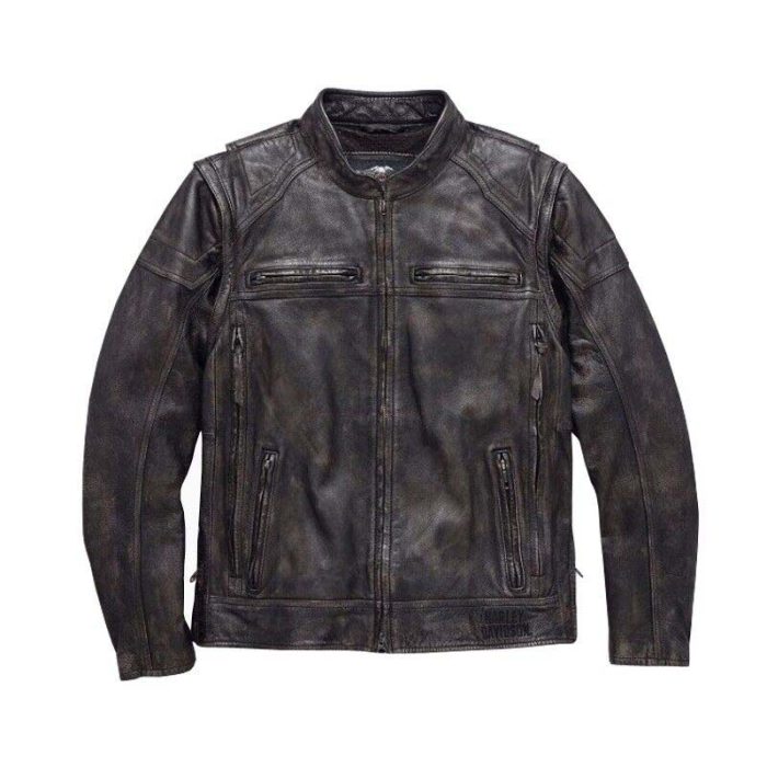 leather leather jacket harley davidson 2 in 1 jacket