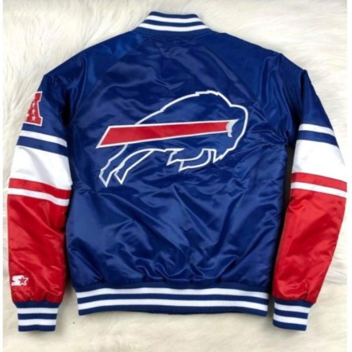 Barde NFL Buffalo Bills Satin Varsity Bomber Jacket ricossports.com