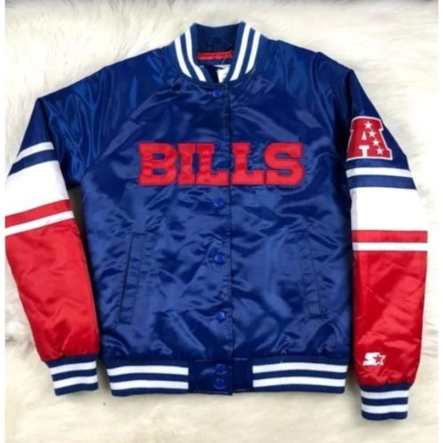 Barde NFL Buffalo Bills Satin Varsity Bomber Jacket ricossports.com