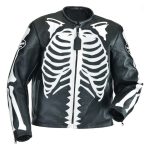 Bold Comfort Design Men’s Black Skeleton Biker Leather Jacket by ricossports.com