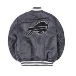 Buffalo Bills Grey Bomber Jacket with Iconic Patches by ricossports.com