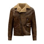 Aquaman Justice League Brown Leather Fur Jacket ricossports.com