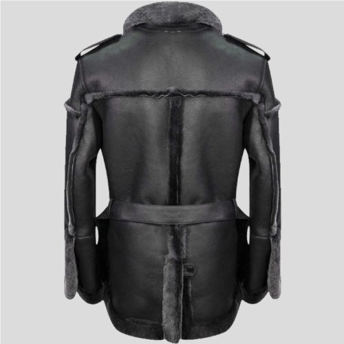 Ultimate Men's Black Shearling Sheepskin Leather Coat by ricossports.com