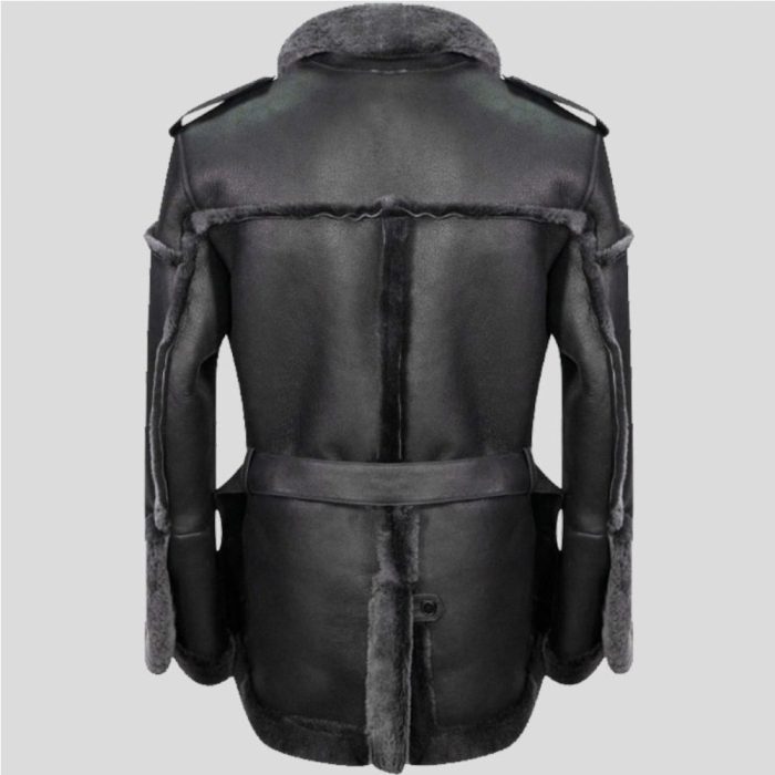 Ultimate Men's Black Shearling Sheepskin Leather Coat by ricossports.com