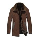 Stylish Winter Men’s Brown Shearling Leather Coat Outerwear By ricossports.com