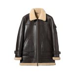 Men’s Sheepskin Shearling Brown Long Coat by ricossports.com