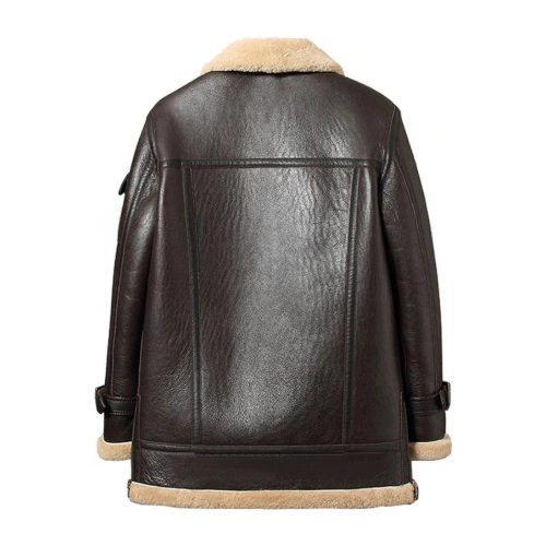 Men’s Sheepskin Shearling Brown Long Coat by ricossports.com